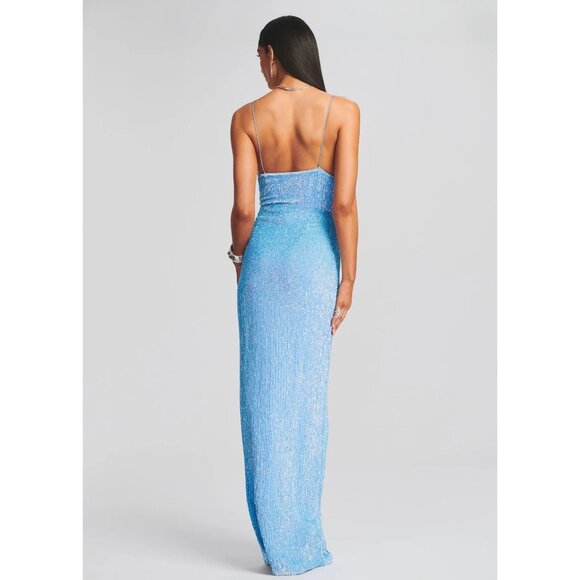 retrofete Katya Sequin Maxi Dress Blue Rainbow Womens Size XS - Picture 4 of 12